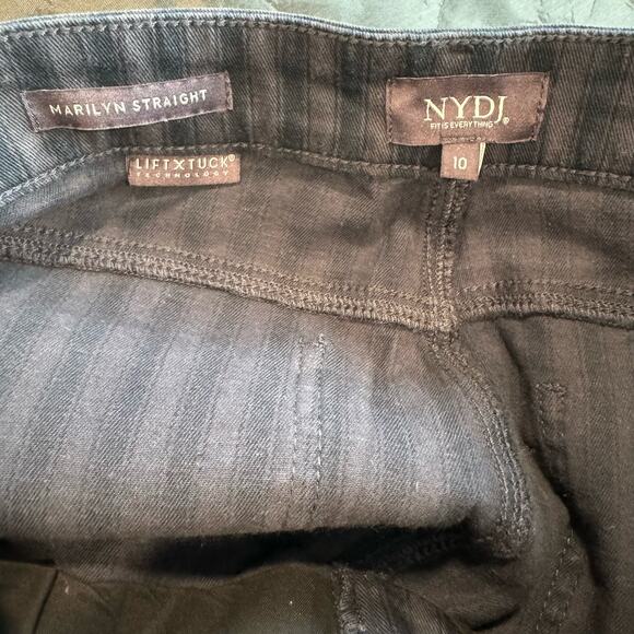 NYDJ Marilyn Straight Stretch Tahoe Stripe Blue Lift Tuck Jeans 10 - Picture 7 of 10